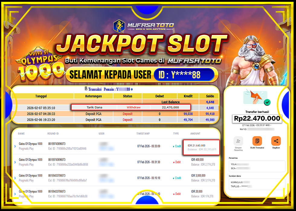 MUFASATOTO JACKPOT PRAGMATIC PLAY Rp 22.470.000 |LUNAS
